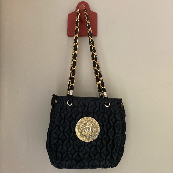 Handbags - Unique Black & Gold Metal Sun Shoulder Bag